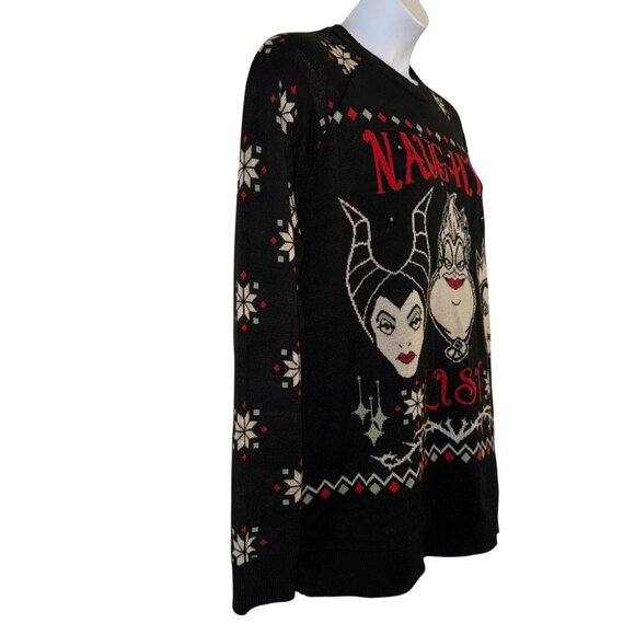 READ Rare Disney Villains Naughty List Sweater Womens XL Christmas Holiday Black - Picture 4 of 10